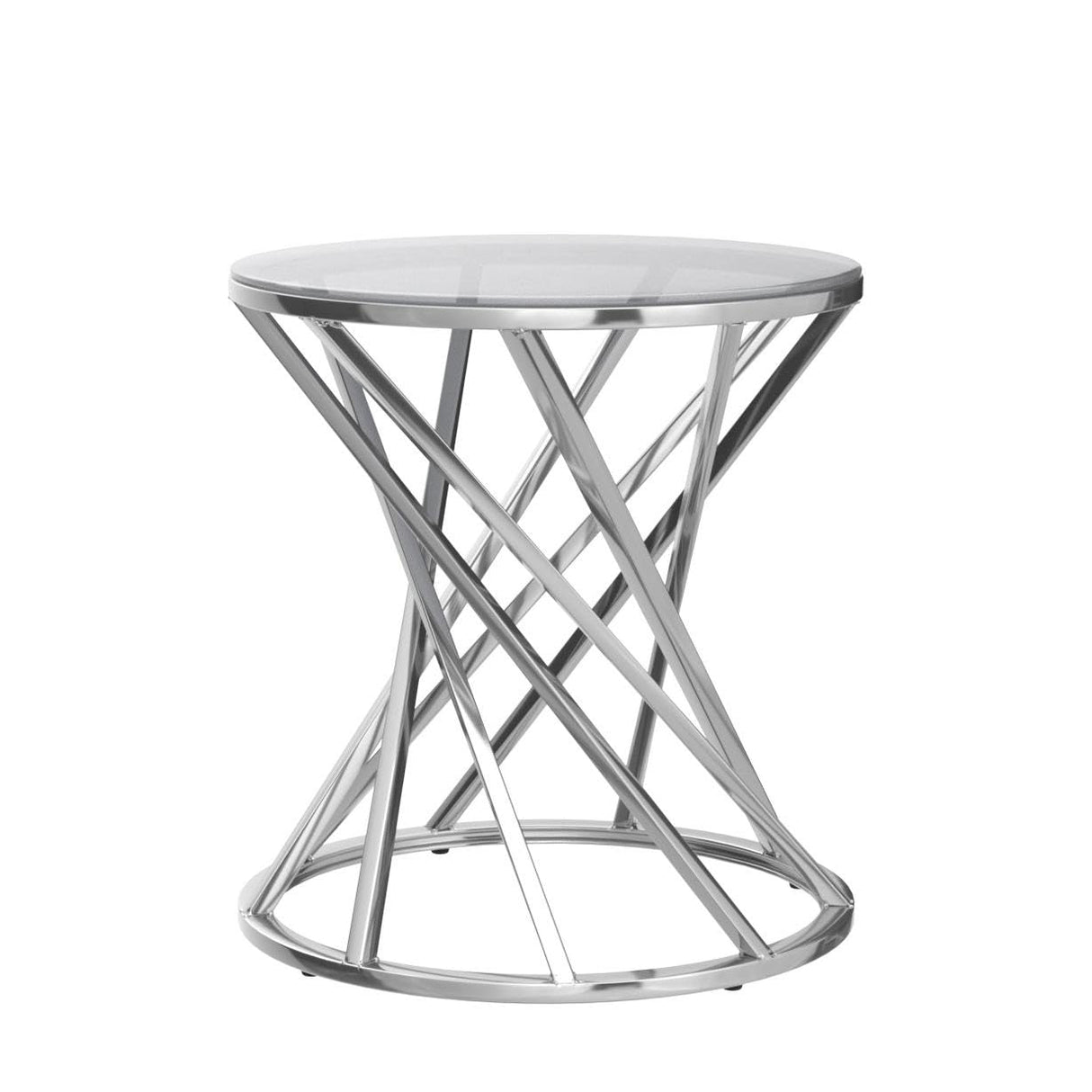 Glass Round End Table Silver Side Table Modern Spiral Center Small Side