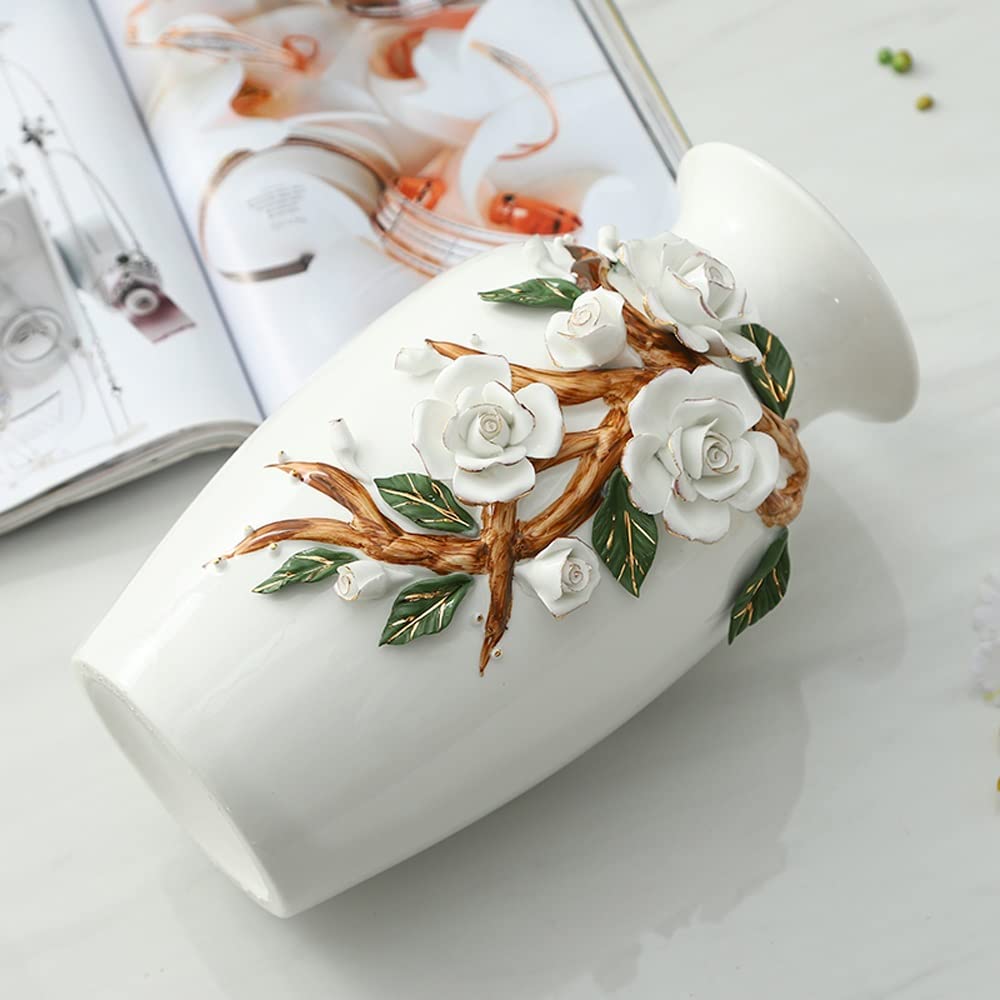 White Ceramic Vase, Modern Art Decorative Flowers Vases,Centerpieces for Dining Table