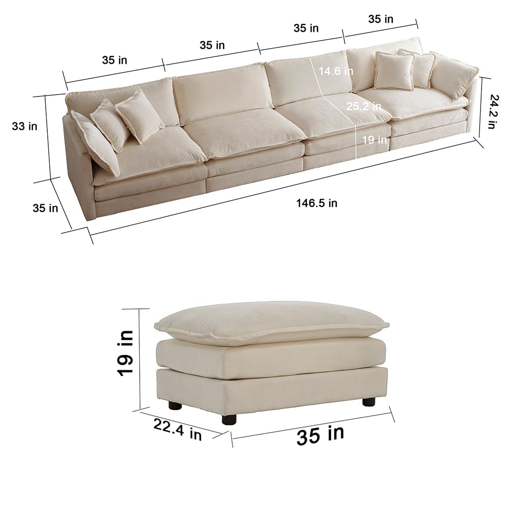 Modular Sectional Sofa Couch Modern U Shaped Sofa Oversized Upholstered