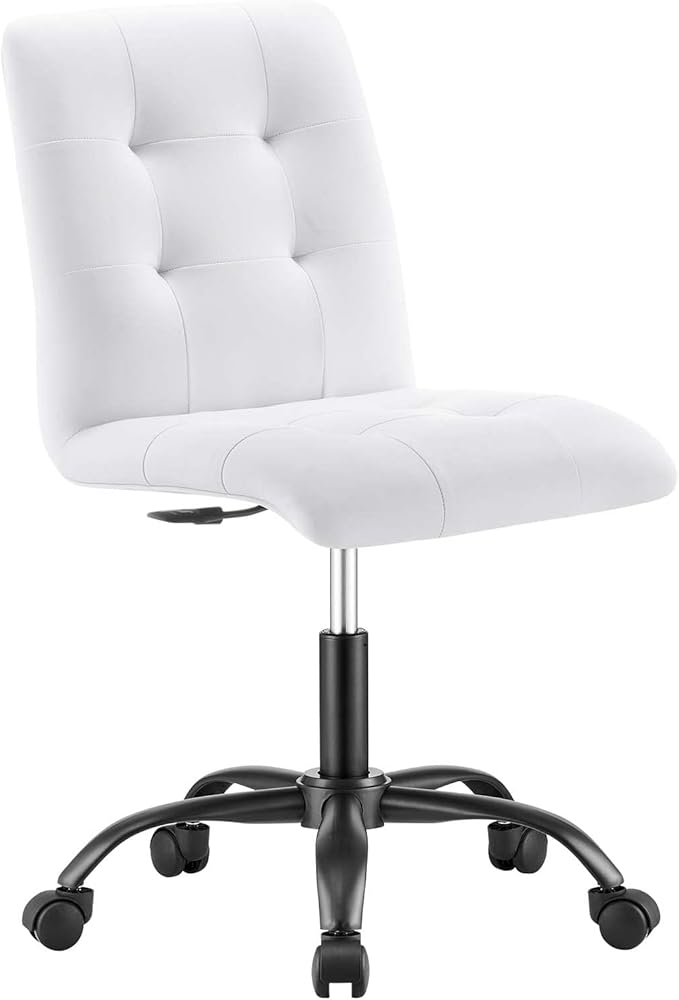 Prim Armless Vegan Leather Office Chair in Black White