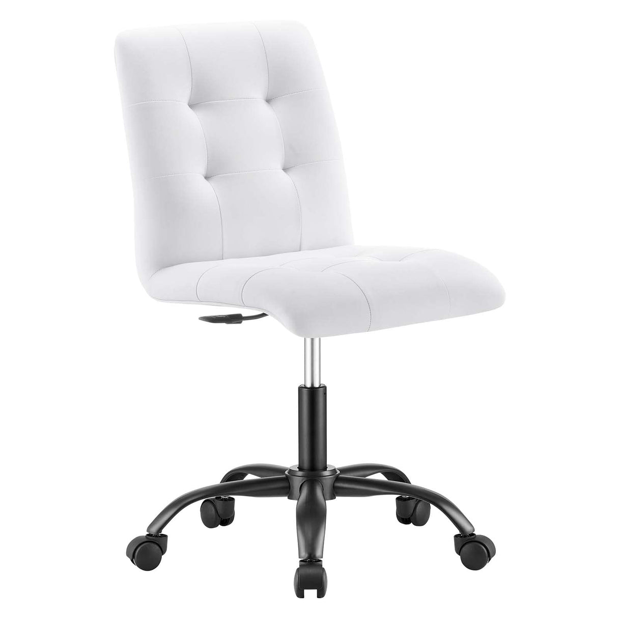Prim Armless Vegan Leather Office Chair in Black White