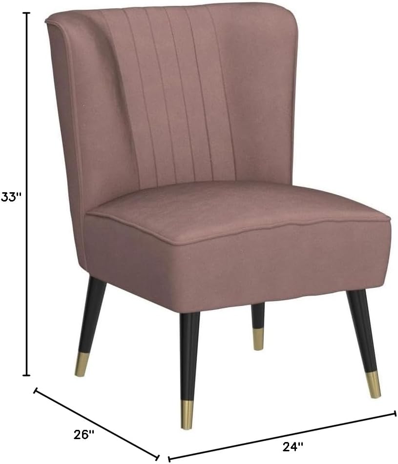 Elon Contemporary Velvet Upholstered Accent Chair, Pink