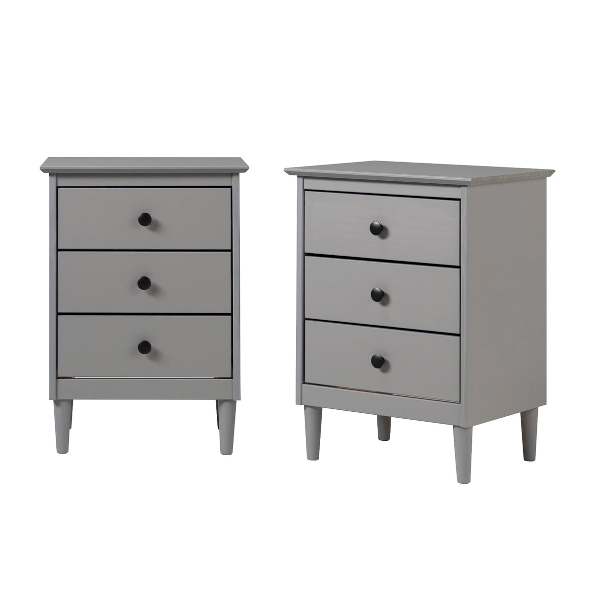 Myron Modern 3-Drawer Nightstands, Set of 2, Grey