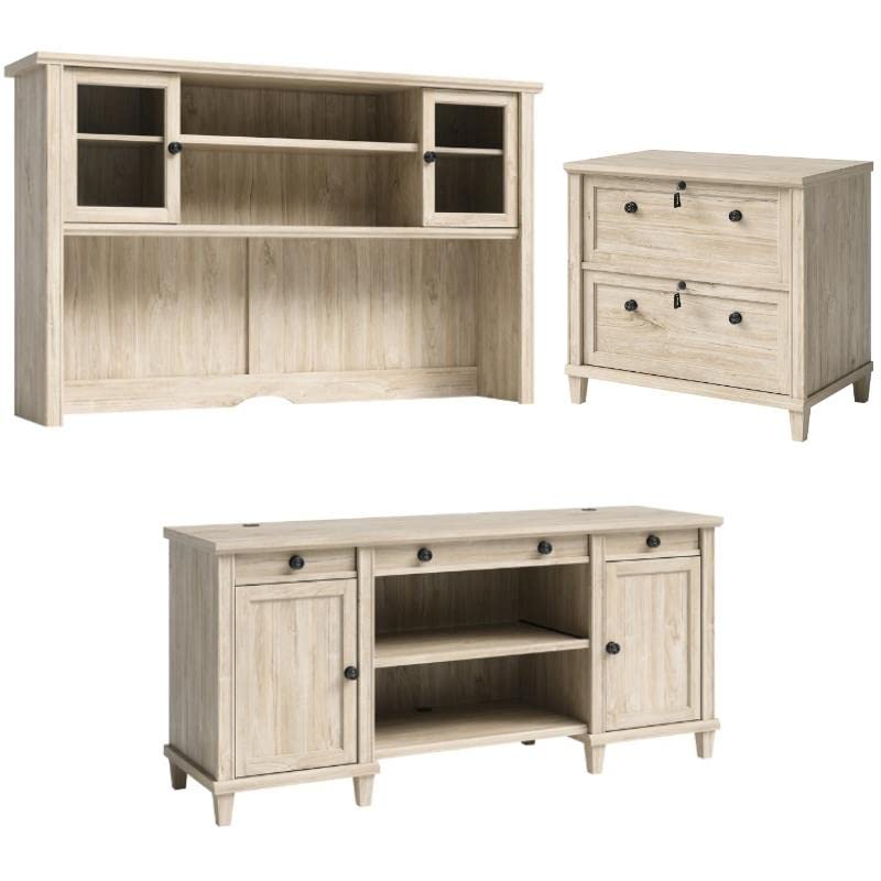 3-Piece Set with Credenza Desk Hutch & Lateral File Cabinet