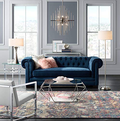 Rachel Modern Art Deco Table Lamps 28" Tall Set of 2 Concave Column Hourglass Silver