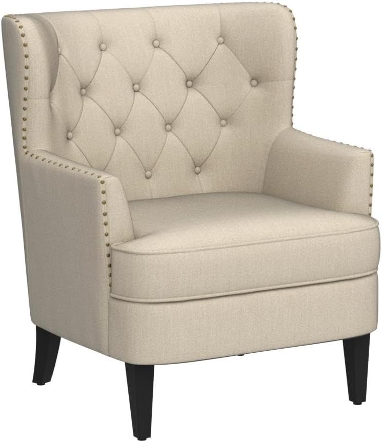 Accent Chair with Ottoman Set - Mid-Century Modern Upholstered Armchair for Living Room or Bedroom