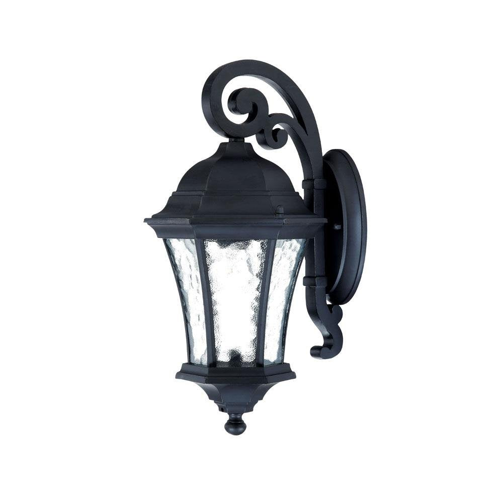 Waverly Collection 1-Light Wall Mount Outdoor Light Fixture, Matte Black