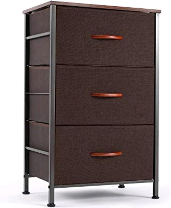 Dresser for Bedroom, 3 Chest of Drawers, Fabric Nightstand