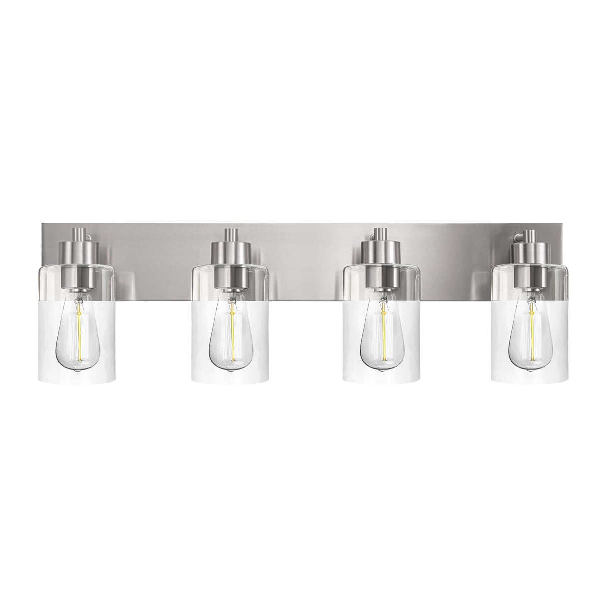 4-Light Bathroom Vanity Light Fixtures, Modern Bathroom Light Fixture with Clear Glass