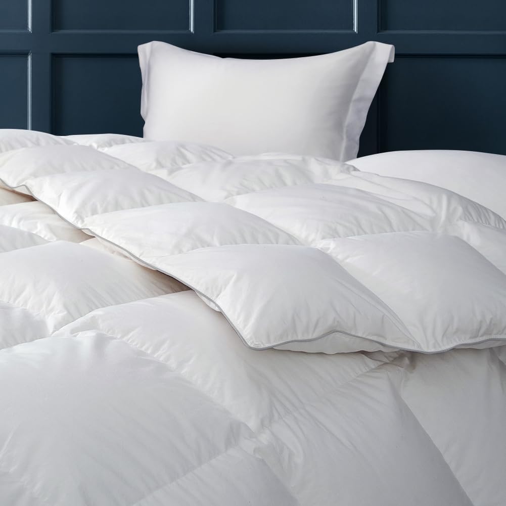 Goose Feather Down Comforter 650 PF, Down Comforter King Size 100% Cotton Shell