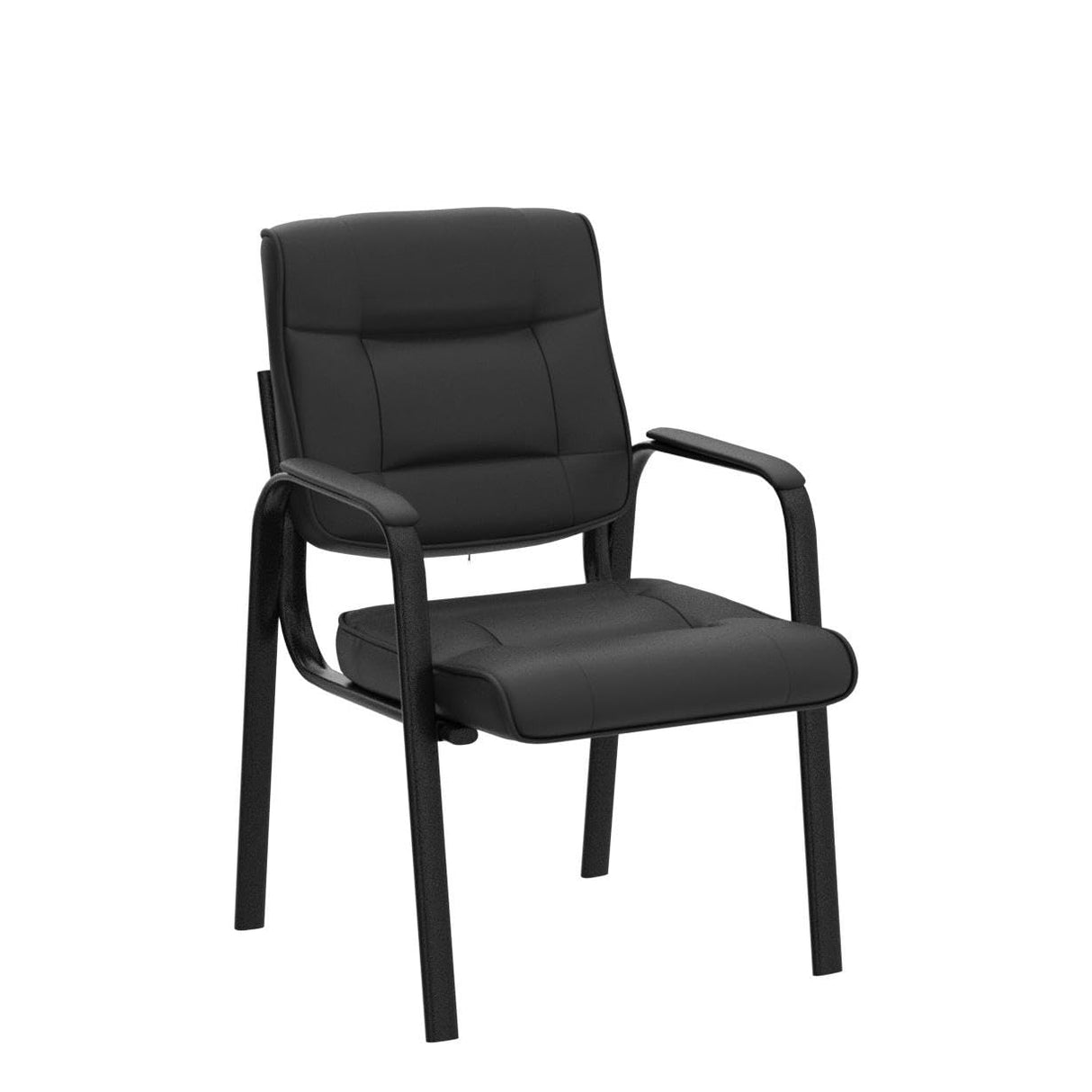 Set of 2 Office Leather Guest Chairs with Padded Arm Rest, Reception Chairs