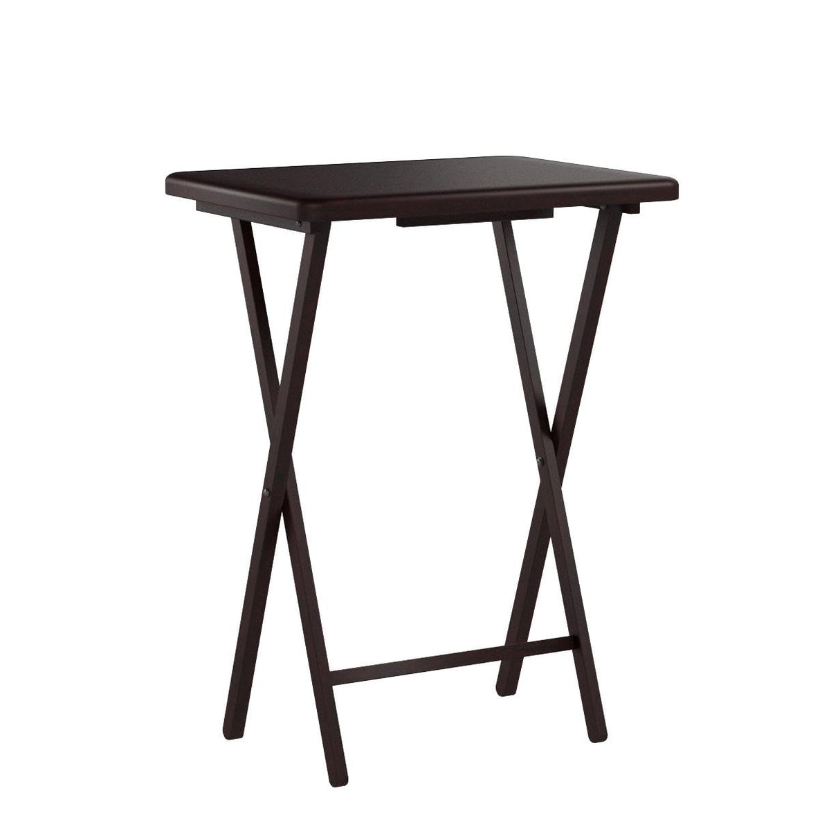 5 Piece Set, 4 Folding Wooden TV Tray Snack Tables with Storage Rack, Espresso