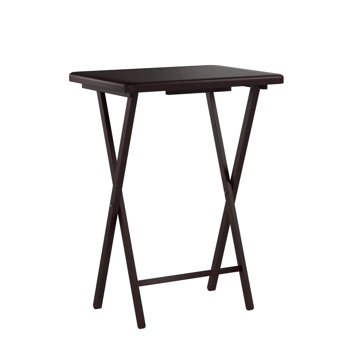 5 Piece Set, 4 Folding Wooden TV Tray Snack Tables with Storage Rack, Espresso