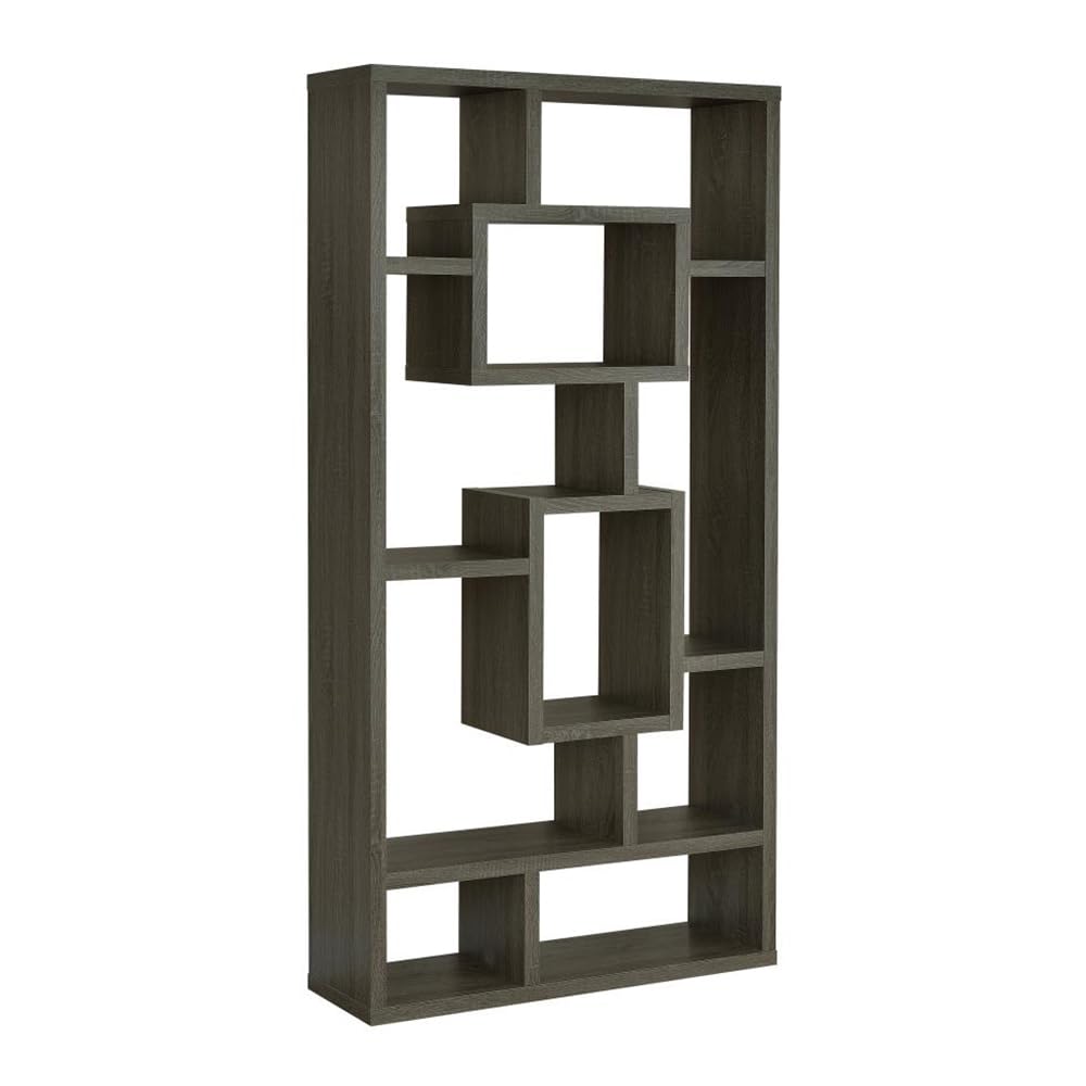 Cubed Rectangular Bookcase 11.5" D x 35.5" W x 70.75" H Weathered Grey 800512