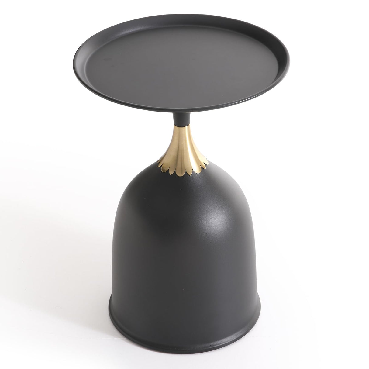 Small Side Table Round End Table, Black Accent Table Modern Minimalist Metal Circle Pedestal Table