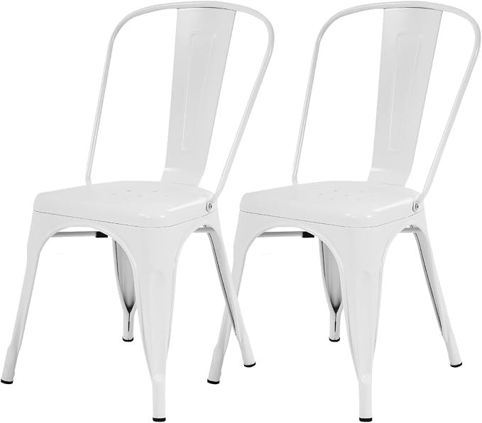 Metal Dining Chairs Set of 2 Patio Chair Indoor Outdoor Chairs Kitchen Metal Chairs