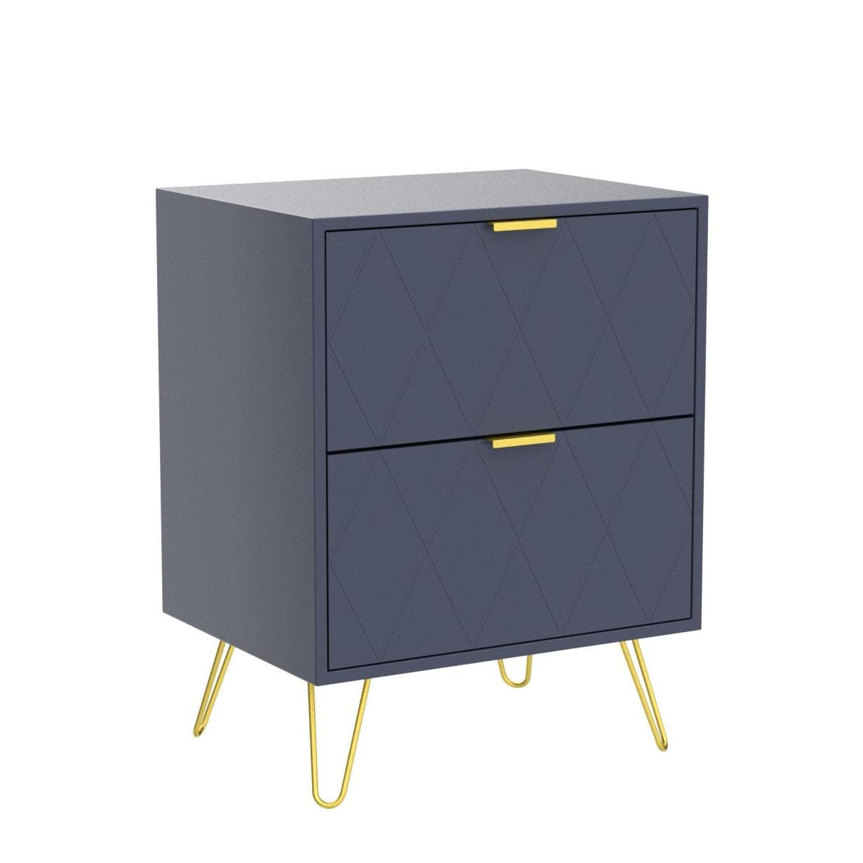 Large Navy Blue Nightstand Set of 2, End Side Table Double, Bedside Table with 2 Drawers