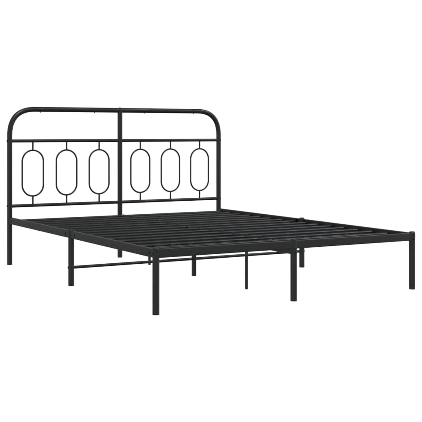 Tidyard Metal Bed Frame Without Mattress with Headboard Black 59.1 x 78.7 Inch Platform Bed Frame, Easy Assembly Mattress Foundation for Bedroom Dorm Guest Room Style M