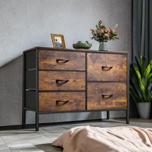 Dresser for Bedroom with 5 Drawers, Wide Bedroom Dresser with Drawer Organizers