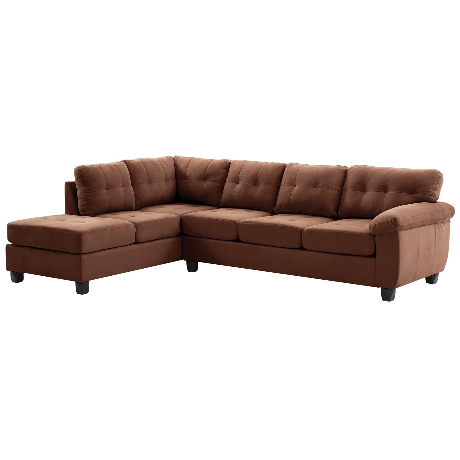Handmade Home L-Shaped Microsuede Fabric Button Tufted Contemporary Living Room