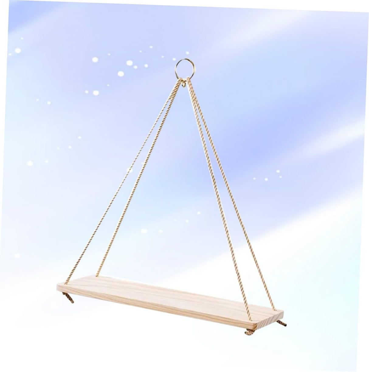 Hanging Flower Pot Storage Rack Wooden Sling Shelf Ropes for Home Wall Decor