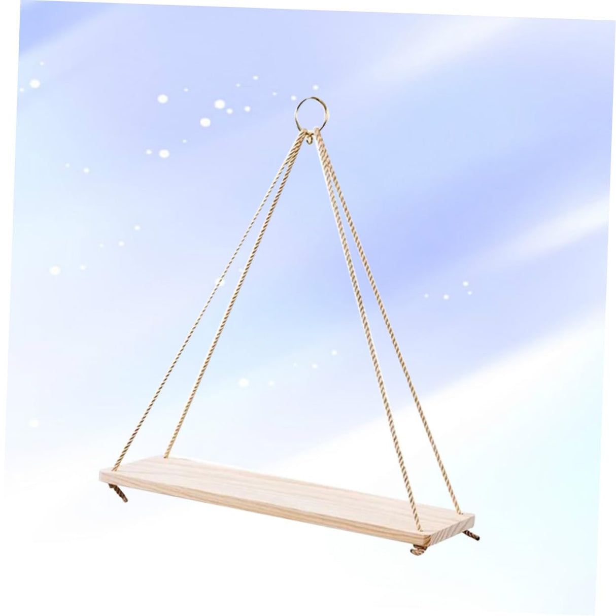 Hanging Flower Pot Storage Rack Wooden Sling Shelf Ropes for Home Wall Decor