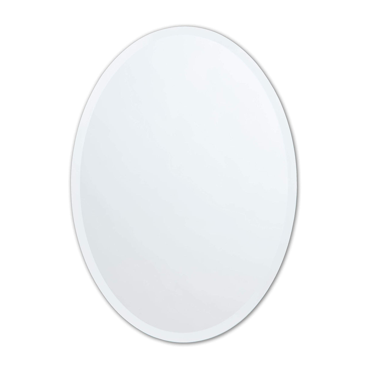 Frameless Oval Mirror, Bathroom Wall Mirror w/Beveled Edge