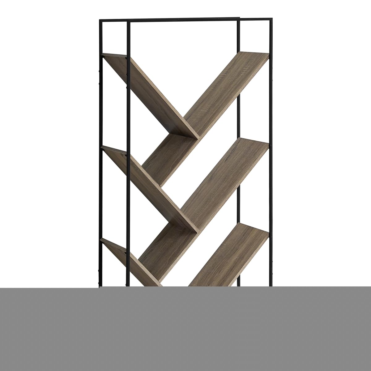 32 x 12 x 60 in. Bookcase - Dark Taupe - Black Metal