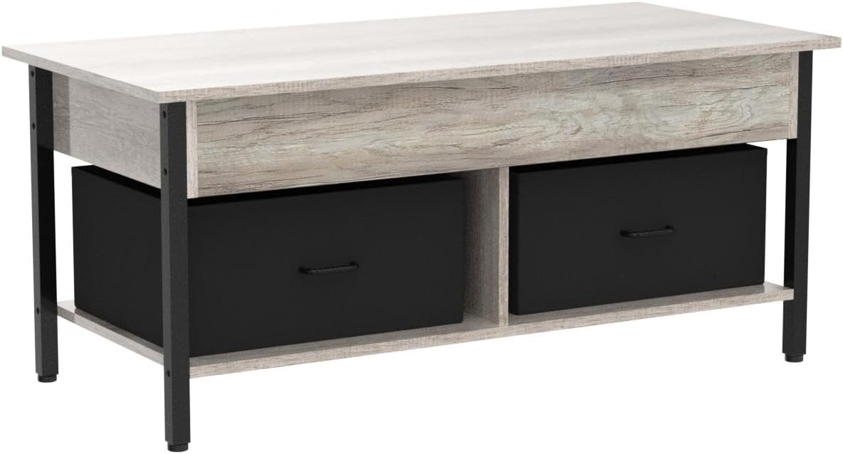 Lift-top Coffee Table with 2 Fabric Baskets & Hidden Storage Compartment