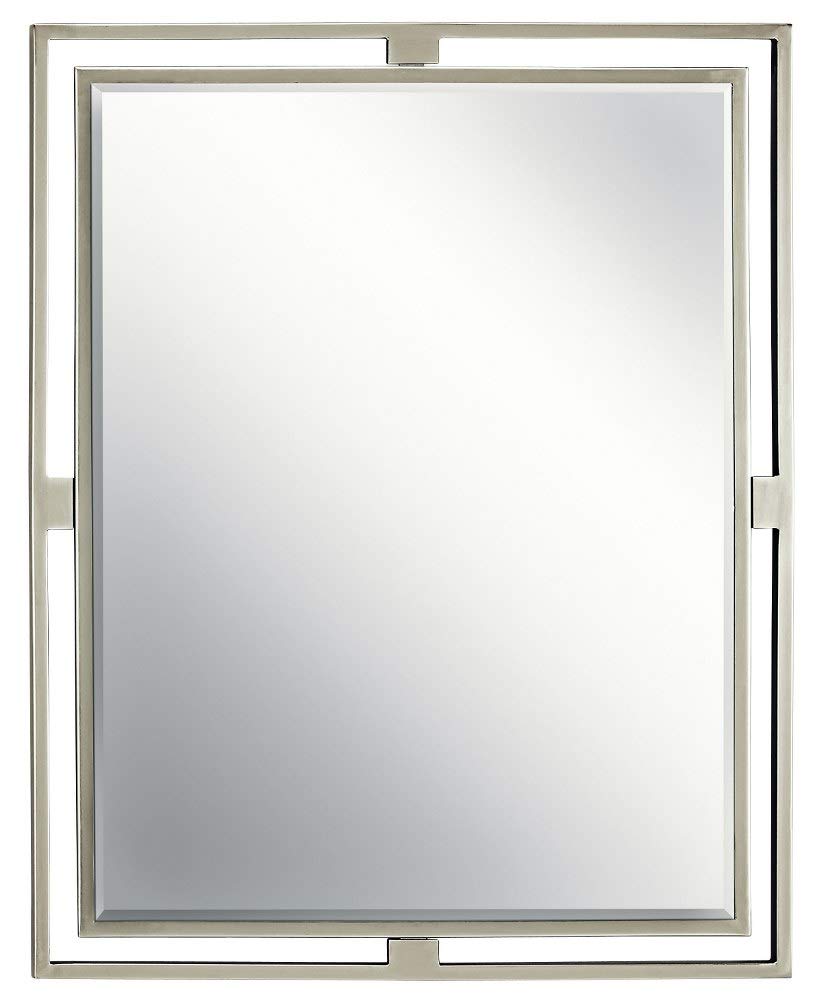 30" Brushed Nickel Rectangular Bathroom Mirror