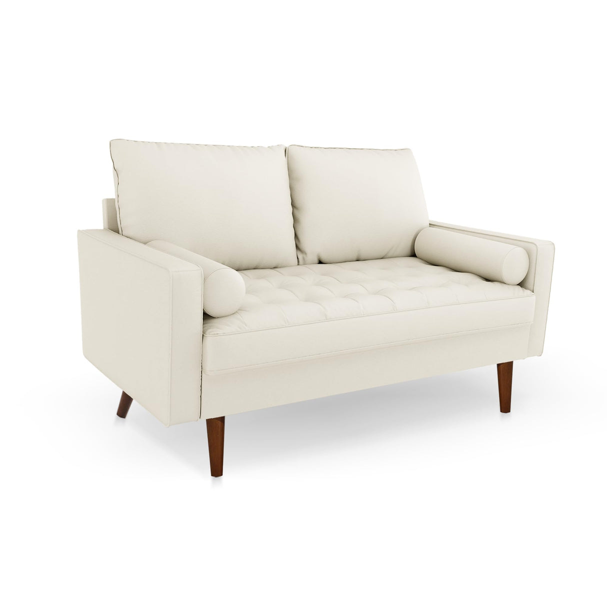 58 Inch Loveseat Couch for Small Spaces - Compact White Sofa