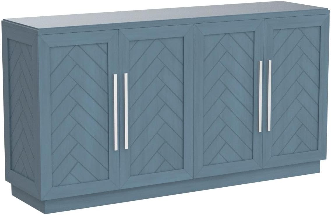Storage Sidboard Cabinet with 4 Doors, Adjustable Shelves and Silver Handles