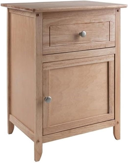 Modern 1 Drawer Wooden End Table Nightstand with Cabinet in Espresso