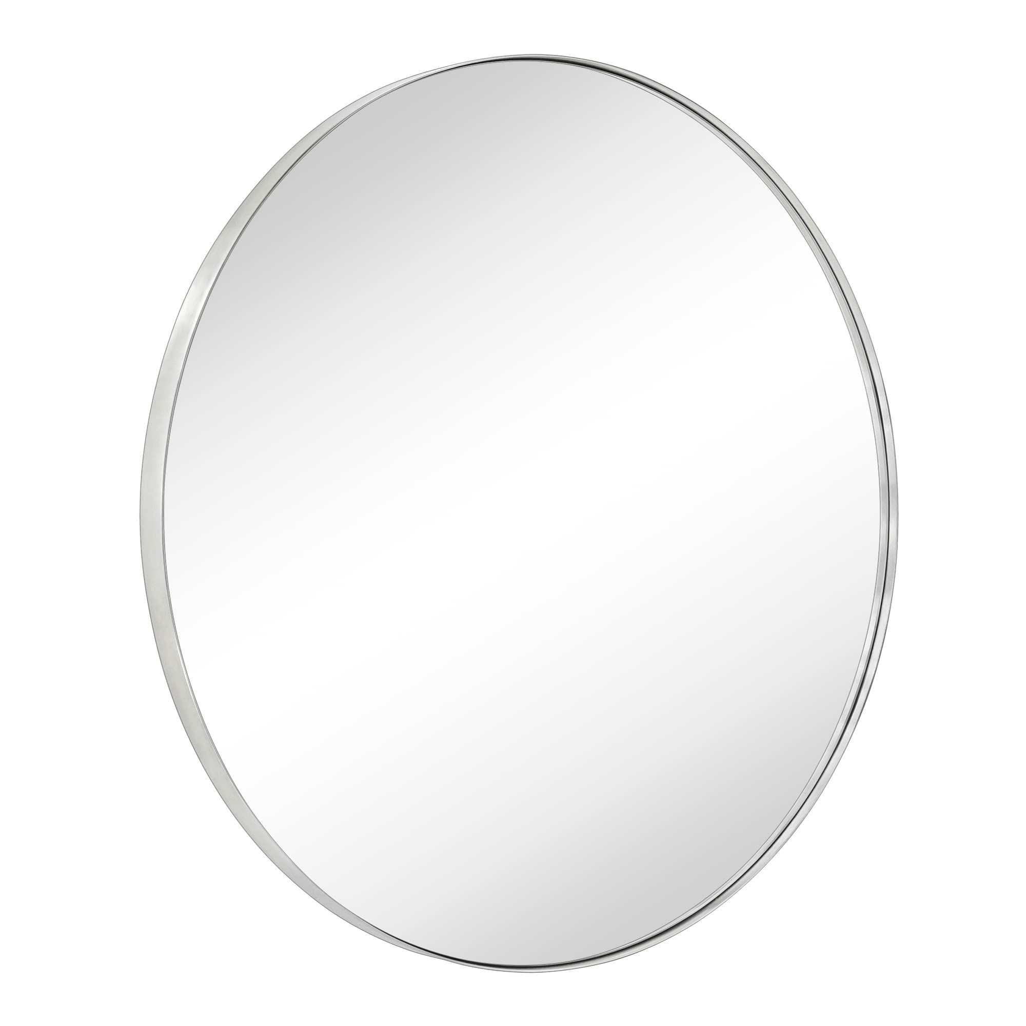 30 inch Brushed Nickel Round Mirror Circle Wall Mirror Brushed Silver Circular Round