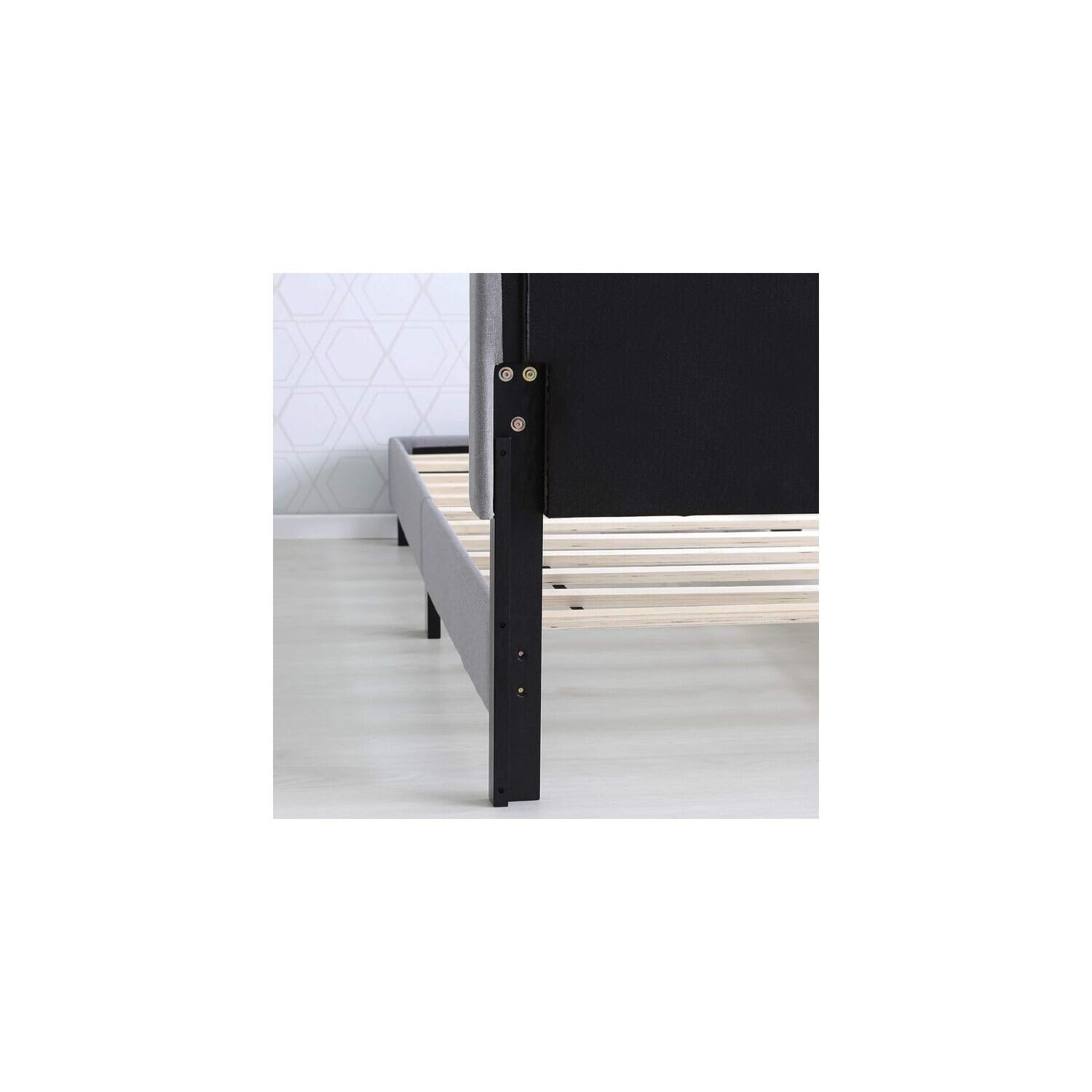 Maykoosh Contemporary Cool Button Tufted Bed Frame in Linen with 12 Piece Slat Style, King Size for A Stylish and Comfortable Bedroom Retreat