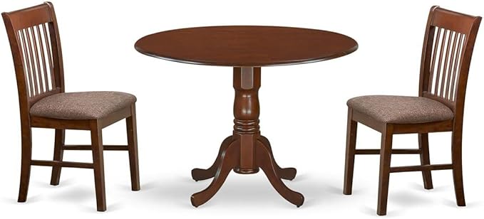 5 Piece Room Furniture Set Includes a Round Kitchen Table with Dropleaf and 4 Linen Fabric