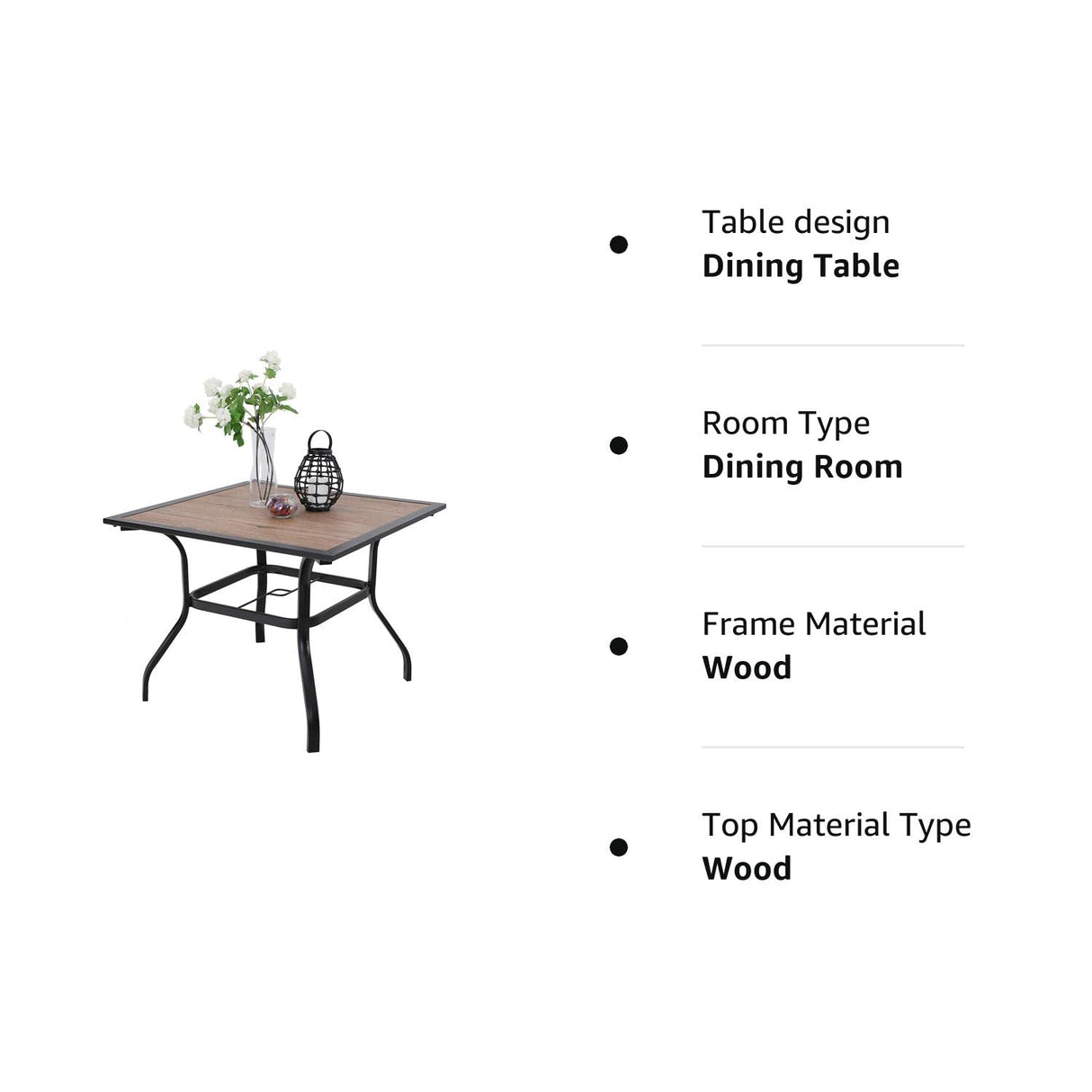 Patio Dining Table Square Backyard Bistro Table Outdoor Furniture Garden Table