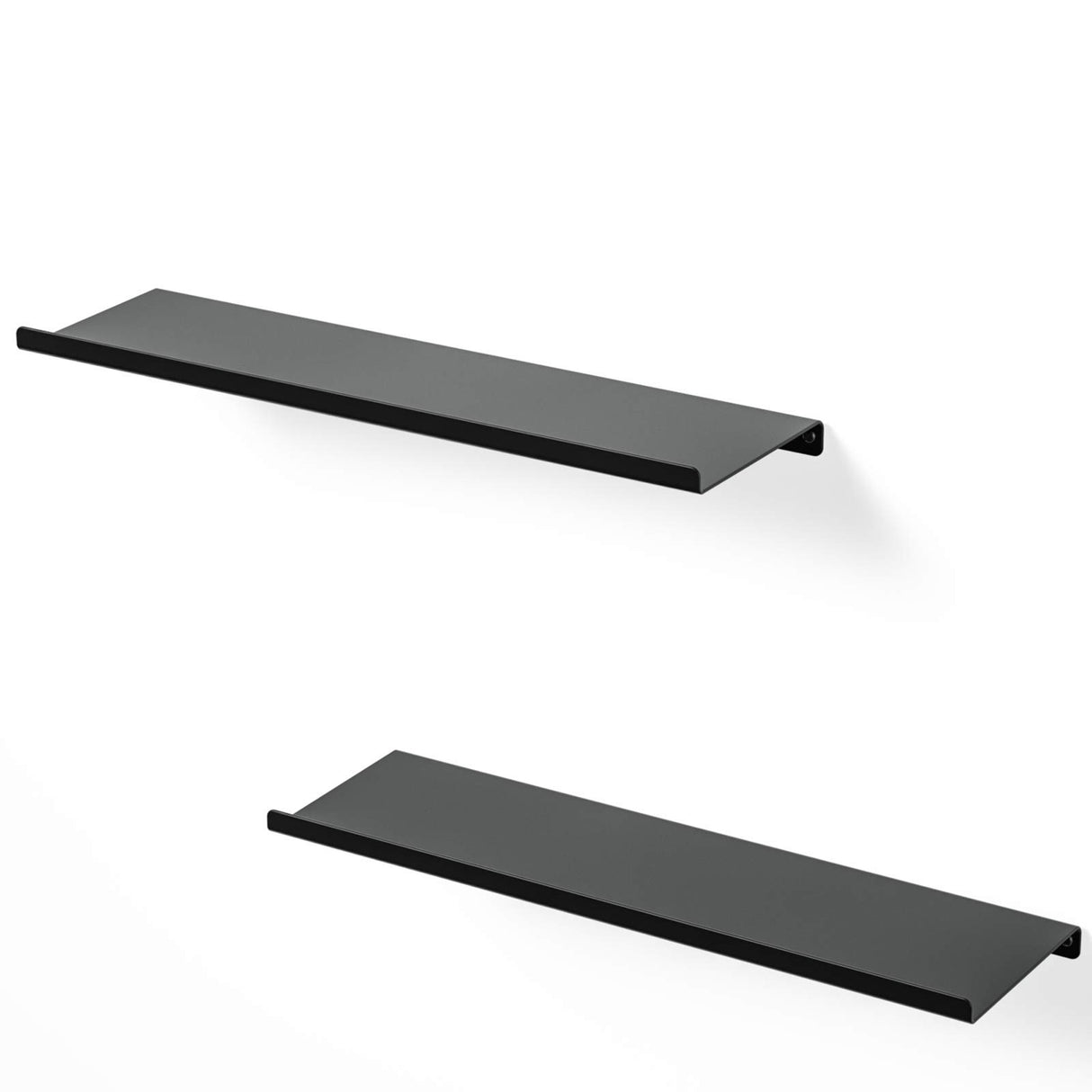 Black Metal Wall Shelves, 2 Set Floating Shelves for Bedroom, Living Room, Bathroom