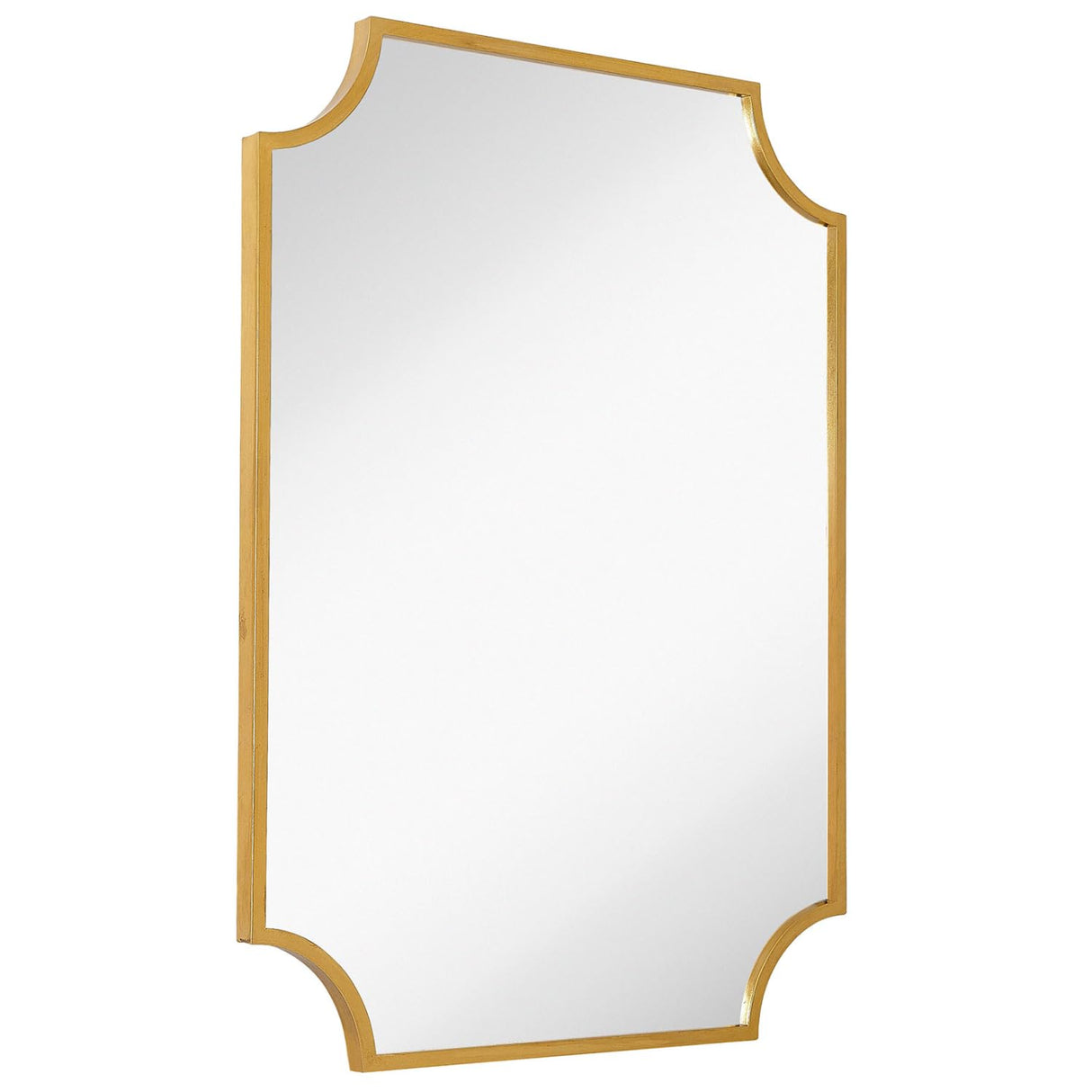 Brass Framed Vanity Mirror - Elegant Scalloped Mirror Design