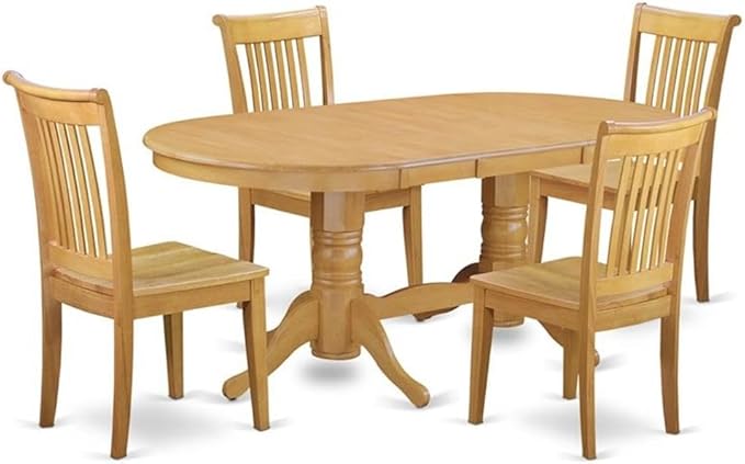 VAPO9-OAK-C 9 Piece Dining Table Set Includes an Oval Wooden Table with Butterfly Leaf