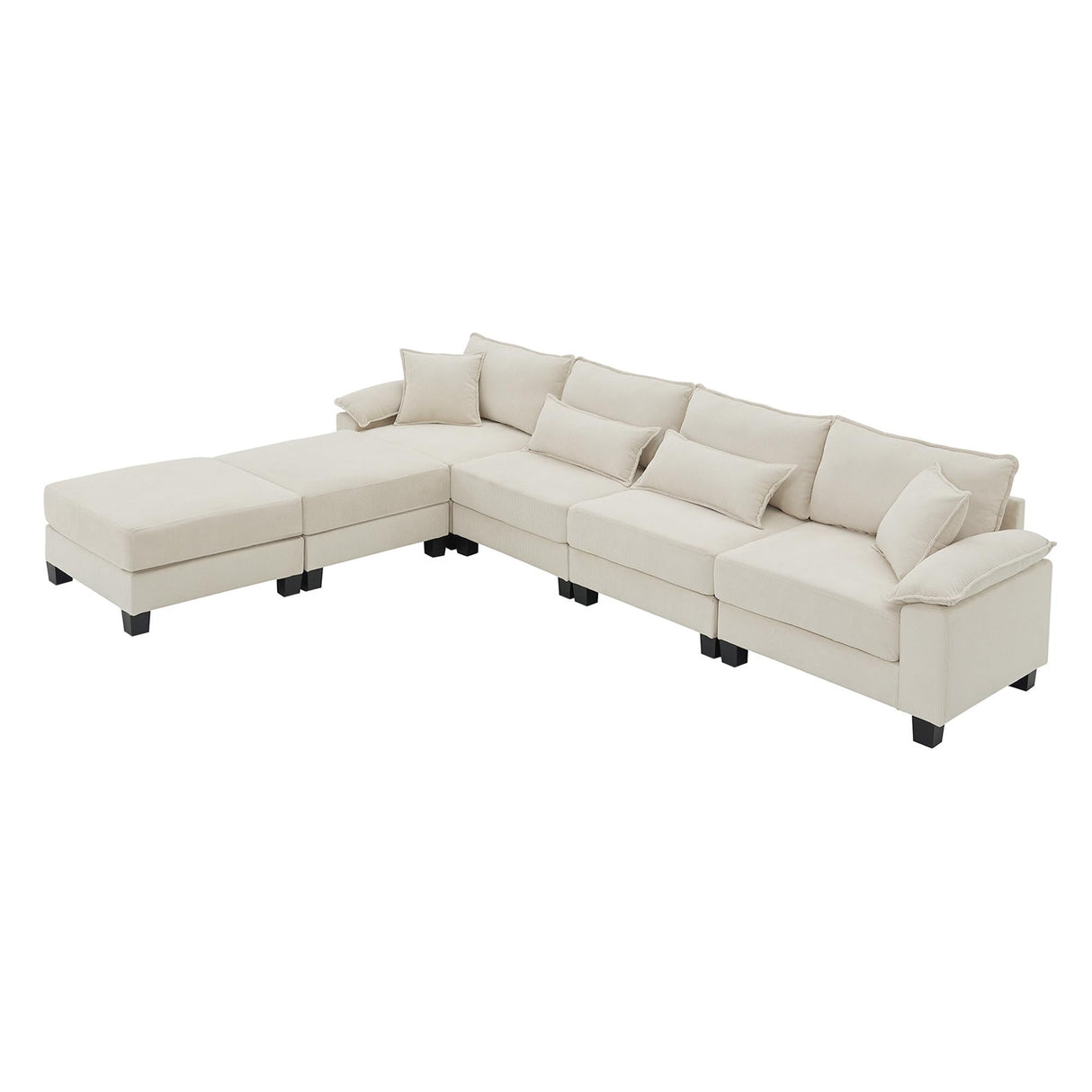 Wide Seat Corduroy Modular Sectional Sofa Bed