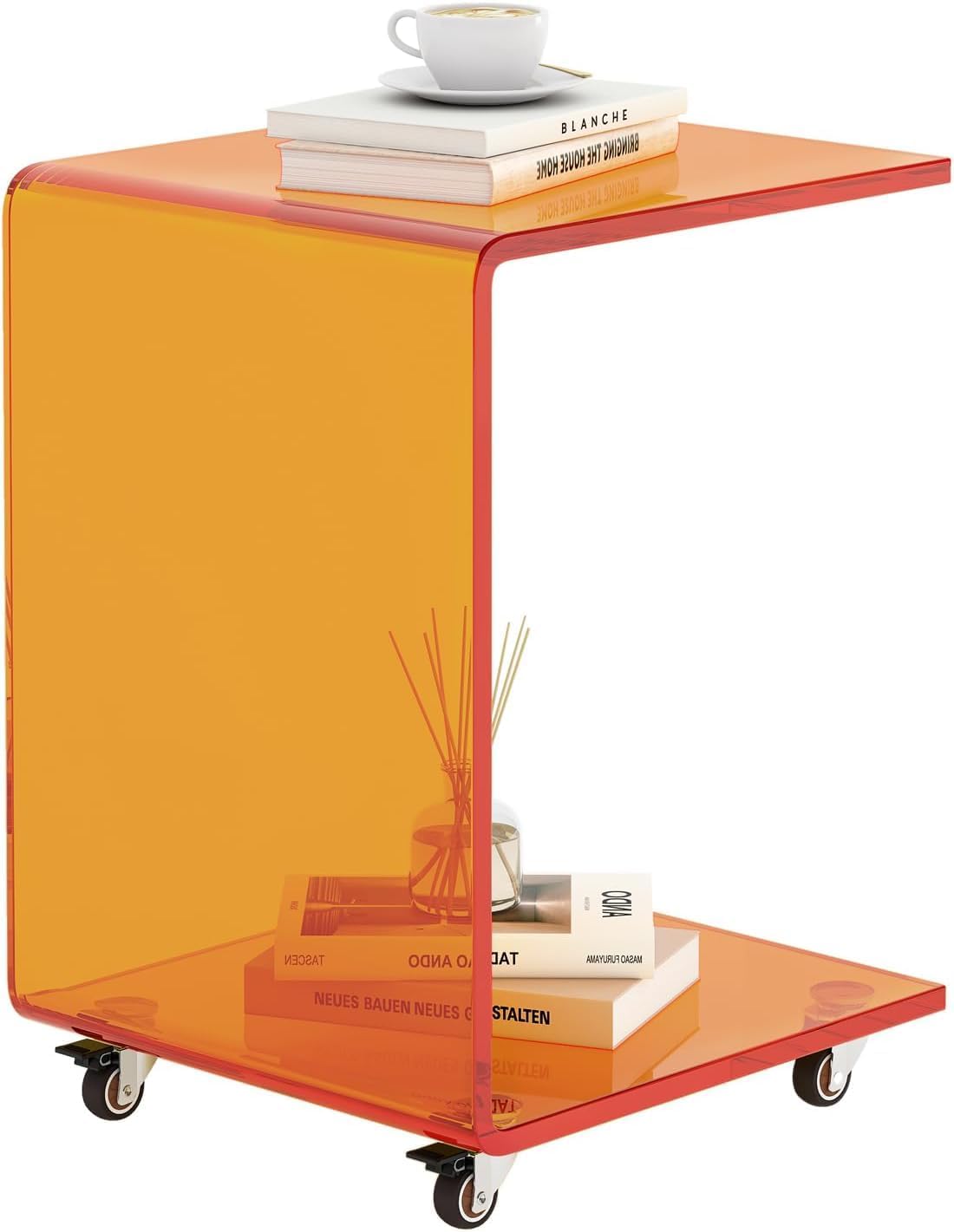 Shaped End Table, Small Side Table, Acrylic Nightstand