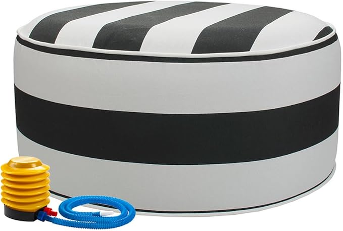 Inflatable Outdoor Ottoman with Air Pump,20"x9" Portable Patio Pouf