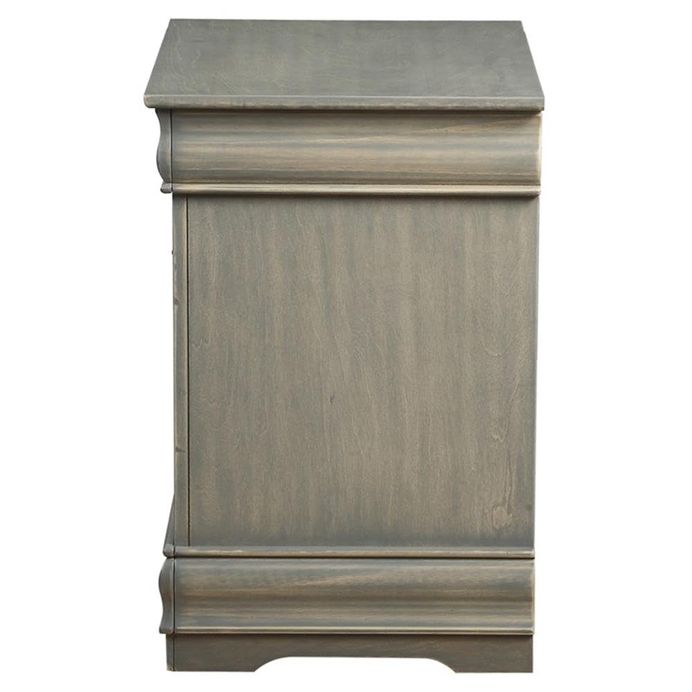 Wood Nightstand with 2 Drawers in Antique Gray