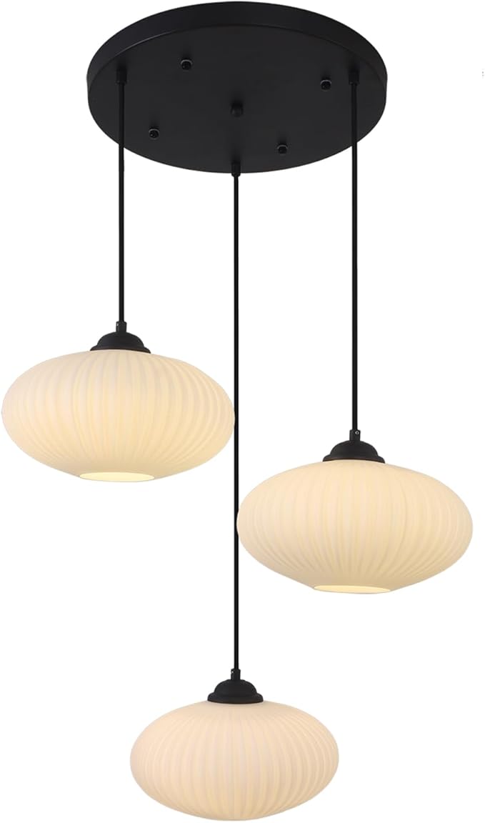 Lighting 3 Light Cluster Pendant Light Fixture Milk Glass Chandelier