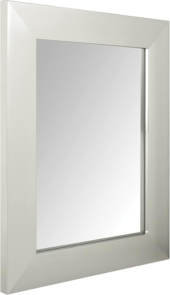 Basics Rectangular Wall Mount Mirror Wide Trim, White
