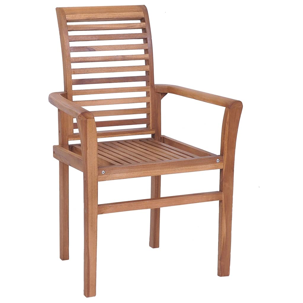Solid Teak Wood Dining Chairs -Set of 6 | Stacking