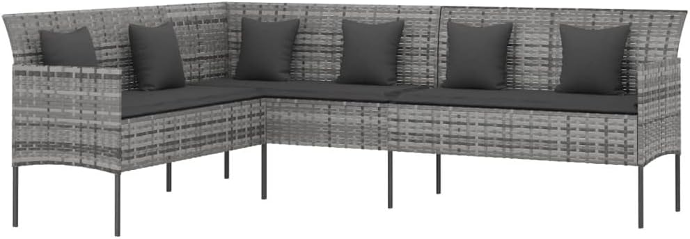 6 Piece Outdoor Dining Set with Cushions, Weather Resistant PE Rattan, Modern Design