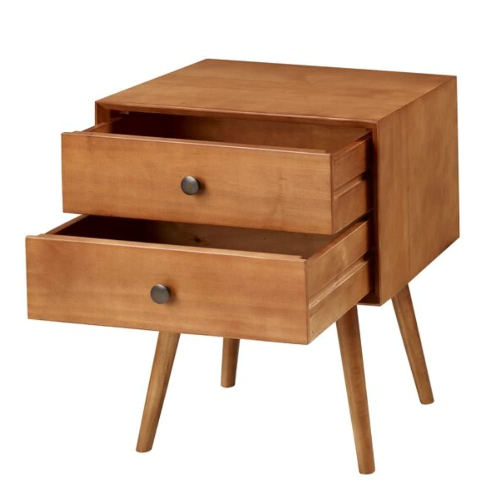 Caramel Mid Century Modern Nightstand 24'' H X 20'' W X 14'' D Size