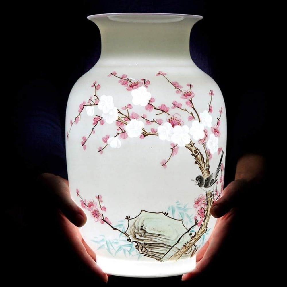 Home Decorative Flower Vase Chinese Ceramic Vase Home Art Vase Hand-Painted Red